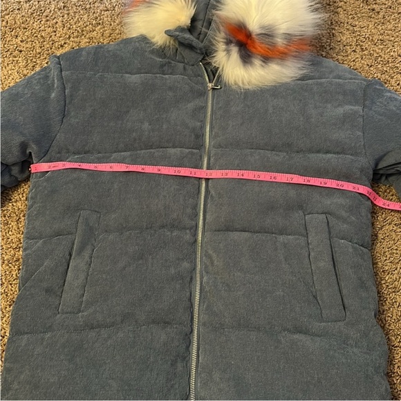 Molly Bracken Corduroy Puffer Jacket with Striped Faux Fur Hood - Picture 12 of 14